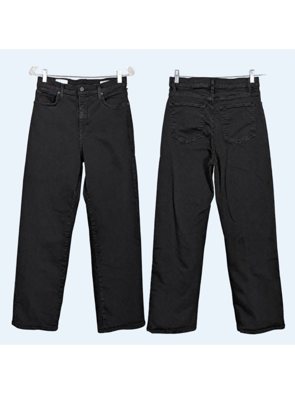 BLDWN Womens 30 Black High Rise Relaxed Straight Jeans 33 Inseam Stretch Denim